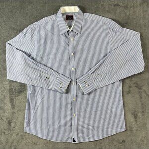 UNTUCKit Button Down Shirt Long Sleeve Blue White Striped Keermont Men's Large
